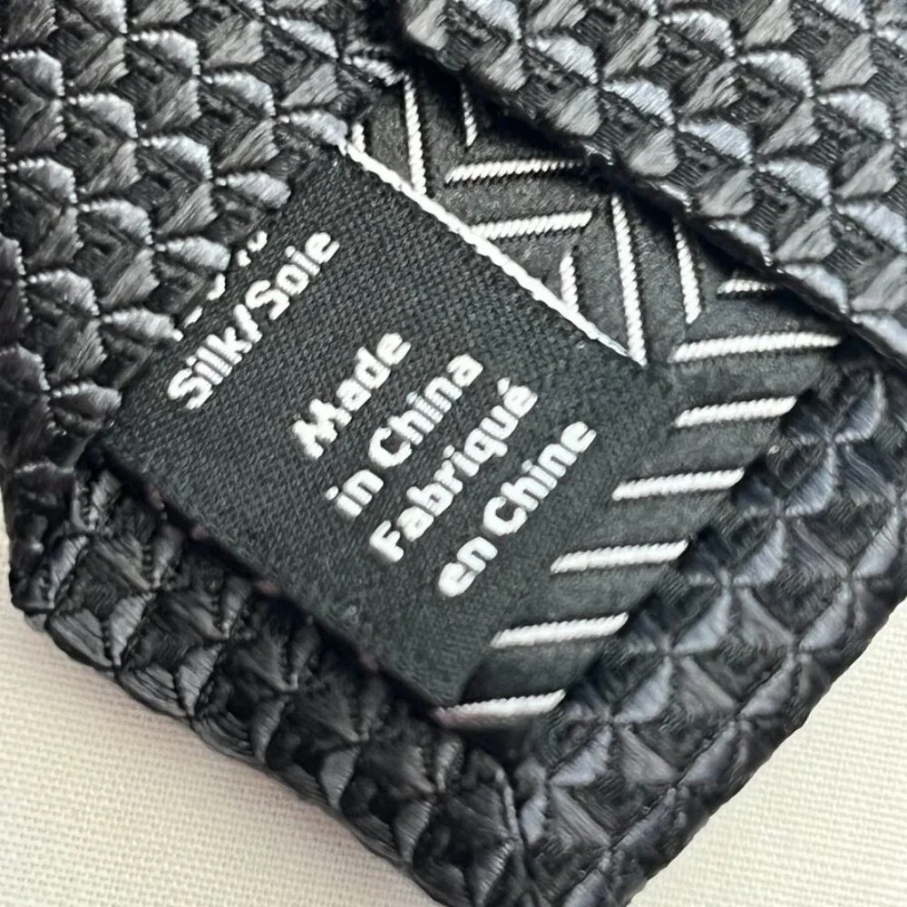 Nordstrom 100% Silk Jacquard Tie Black 3.5
